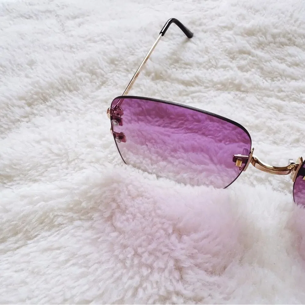Laurel Clear Purple Rimless Sleek Sunglasses